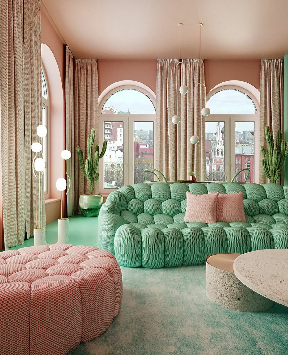 Американцы выбирают российских дизайнеров для оформления своих домов: Яркая квартира с кактусами в Нью-Йорке