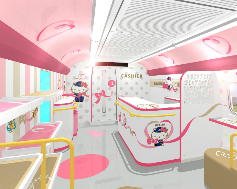 интерьер поезда Hello Kitty 